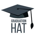 Graduation Hat Vector. Black Academic Student Cap. Education Icon. Finish Education symbol. Isolated Cartoon Royalty Free Stock Photo