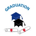 Graduation hat on white background