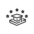 Black line icon for Graduation, degree and book