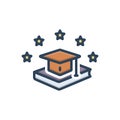 Color illustration icon for Graduation, degree and book