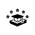Black solid icon for Graduation, degree and book