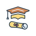 Color illustration icon for Graduation, education and learning