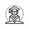 Black line icon for Graduation, graduate and knowledge