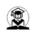 Black solid icon for Graduation, graduate and education