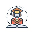 Color illustration icon for Graduation, graduate and student