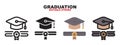 Graduation icon set with different styles. Editable stroke and pixel perfect. Can be used for web, mobile, ui and more