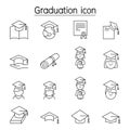 Graduation icon set in thin line style Royalty Free Stock Photo