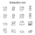 Graduation icon set in thin line style Royalty Free Stock Photo