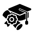 Graduation icon in solid style for any projects Royalty Free Stock Photo