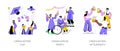 Graduation isolated cartoon vector illustrations.