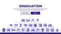 Collection Graduation Thin Line Icons Set Vector