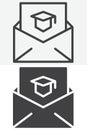 Graduation letter envelope line and solid vector icon set Royalty Free Stock Photo