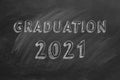 Graduation 2021. Lettering in a school blackboard