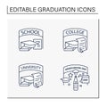 Graduation line icons set