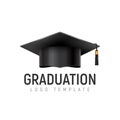 Graduation logo template cap. Student hat icon isolated. University education