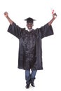 Graduation Man With Arm Raised Royalty Free Stock Photo