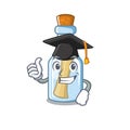 Graduation message in bottle on the cartoon