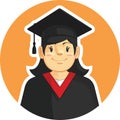 Graduation Mortarboard Trencher Cap Girl School Student Cartoon Mascot
