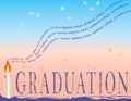 Graduation with mortars and candle vector eps