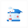 Graduation online party flat icon Royalty Free Stock Photo