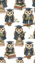 Graduation Owl Illustrations on White Background Royalty Free Stock Photo