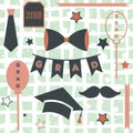 Graduation Package. Two Thousand Eighteen. Paper Background with transparent bubbles