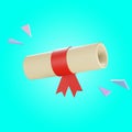 graduation paper roll 3d render icon illustration Royalty Free Stock Photo
