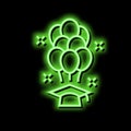 graduation party celebrative balloons neon glow icon illustration