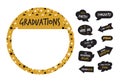 Golden party photo booth and graduation elements -vector