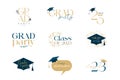 Graduation party typography collection, monogram, logo design templates collection