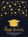 Graduation party. Vector template of invitation card