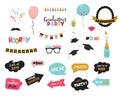 Graduation photo booth elemnts and party props-vector Royalty Free Stock Photo