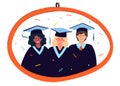 Graduation photo - colorful flat design style illustration