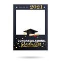 Graduation photo frame with university or high school cap. Class of 2021 Royalty Free Stock Photo