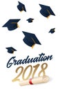 Graduation 2018 poster with hat or mortar board. Royalty Free Stock Photo