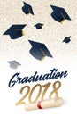 Graduation 2018 poster with hat or mortar board.