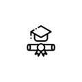 Graduation program school Outline Icon, Logo, and illustration