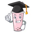 Graduation raspberry bubble tea character cartoon