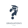 graduation's questions icon in trendy design style. graduation's questions icon isolated on white background. graduation's