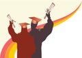 Graduation in silhouette vector vector eps Royalty Free Stock Photo