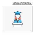 Graduation speech color icon
