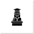 Graduation speech glyph icon
