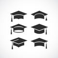 Graduation student black cap silhouette icon