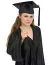 Graduation student girl threatening finger Royalty Free Stock Photo