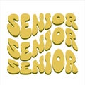 Senior groovy typography Graduation template set. Congratulations graduates celebration designg