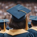 graduation time, a students at the graduation ceremony, hat and toga Royalty Free Stock Photo