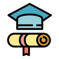 Graduation tools icon color outline vector Royalty Free Stock Photo