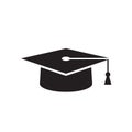 Graduation university hat - black icon on white background vector illustration for website, mobile application, presentation Royalty Free Stock Photo