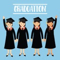 Graduation university student girls wear cap hat