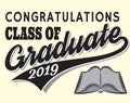 Graduation vector Class of 2019 Congrats grad Congratulations Graduate Royalty Free Stock Photo